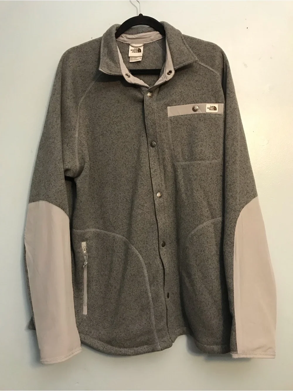 The North Face Men's Gray Two-Tone Fleece Snap Jacket